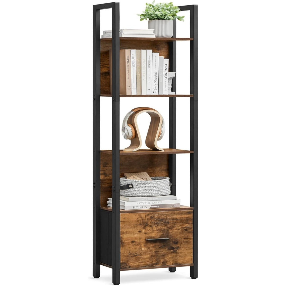 Libreria contenitore con cassetti regolabile nero