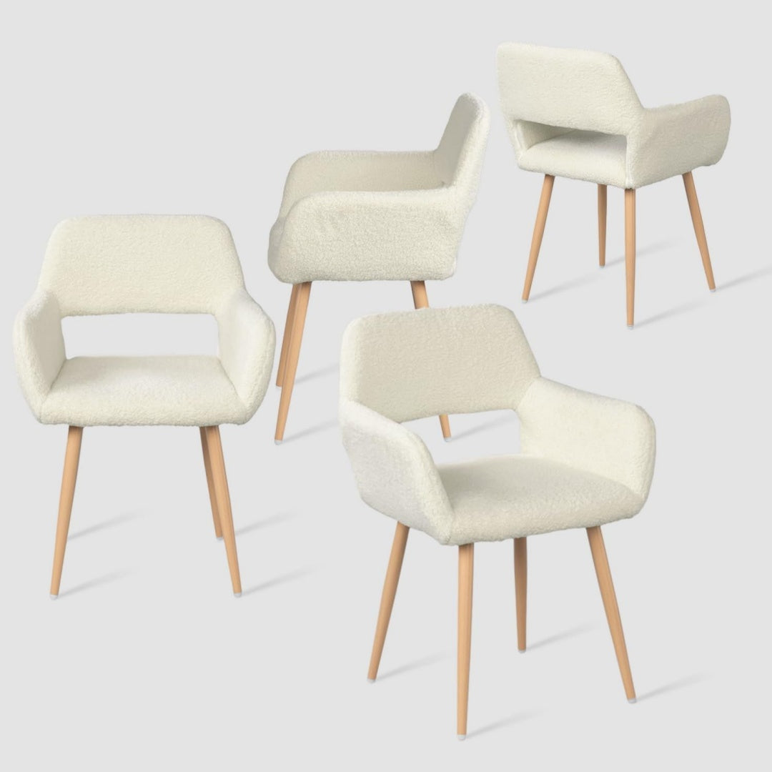 Seduta lounge con braccioli in legno massello beige