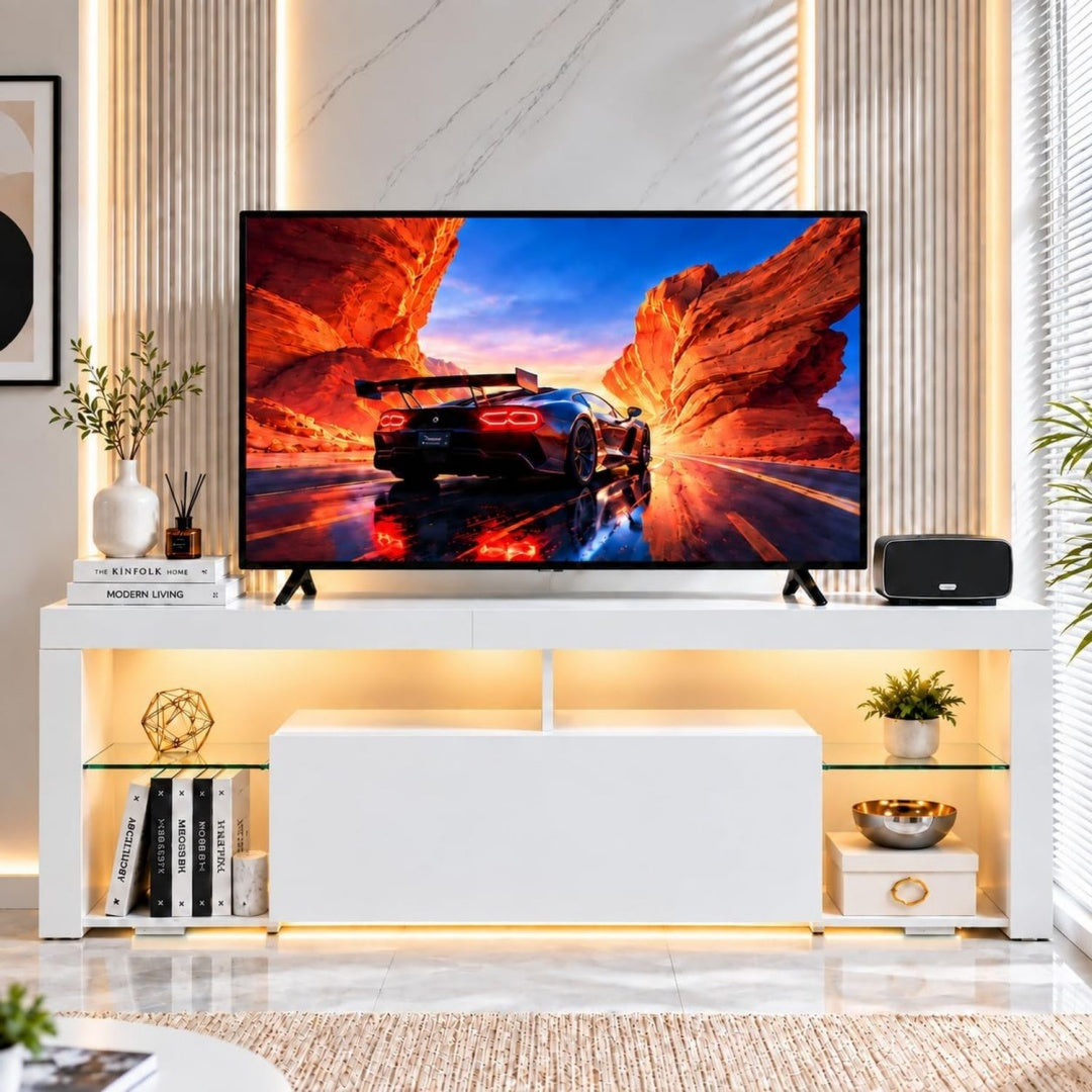 Console porta TV con cassetti con illuminazione LED bianco