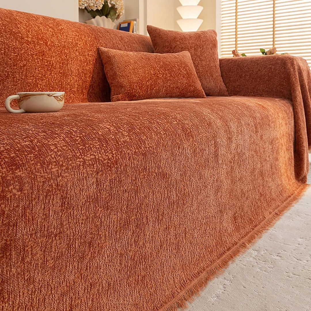 Divano confortevole Coperta Divano ciniglia copridivano Universale nero