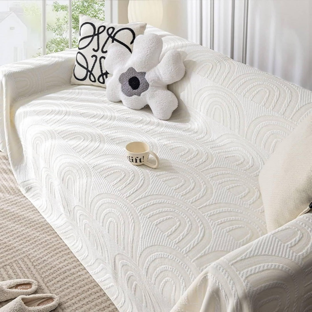 Seduta imbottita AMDXD Coperta divano forma volta, bianco